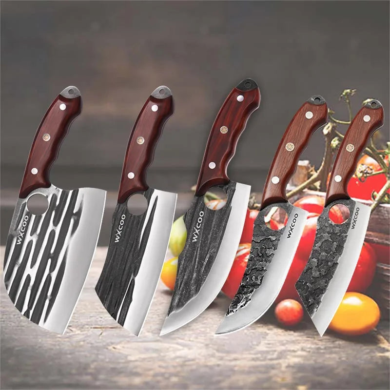 WXCOO High Carbon Steel Kitchen Knife Set Professional Chef Knives