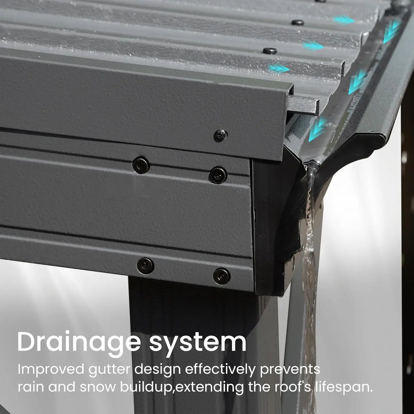 Domi Lean-To Gazebo With Wall Mount Drainage System Galvanized Roof