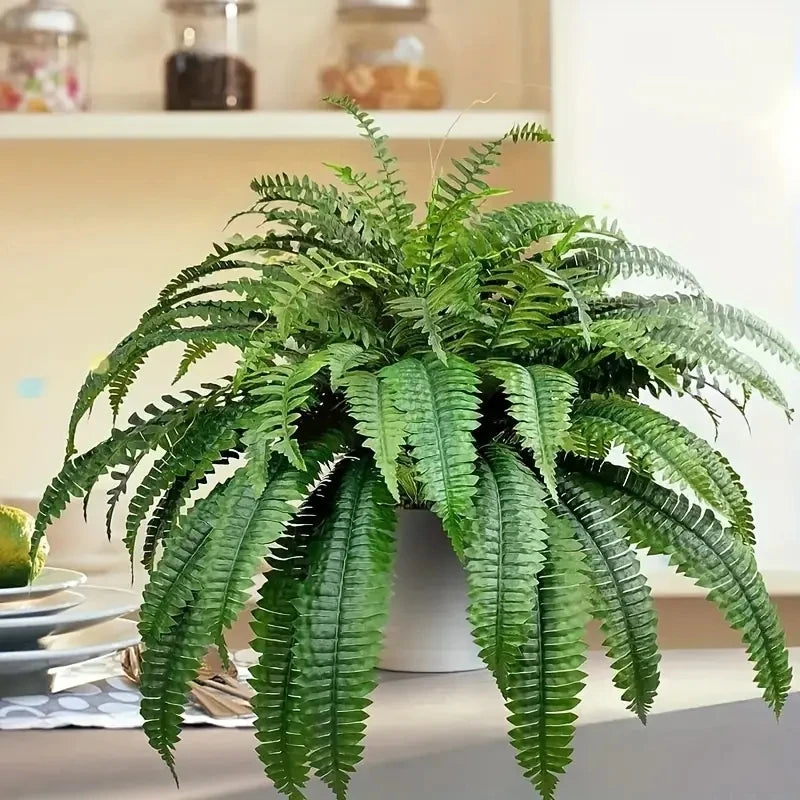 Artificial Boston Fern Plant For Outdoor Decor UV Resistant Greenery