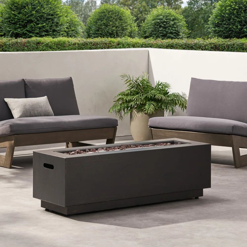 Outdoor Fire Pit 50,000 BTU Rectangular Propane Iron