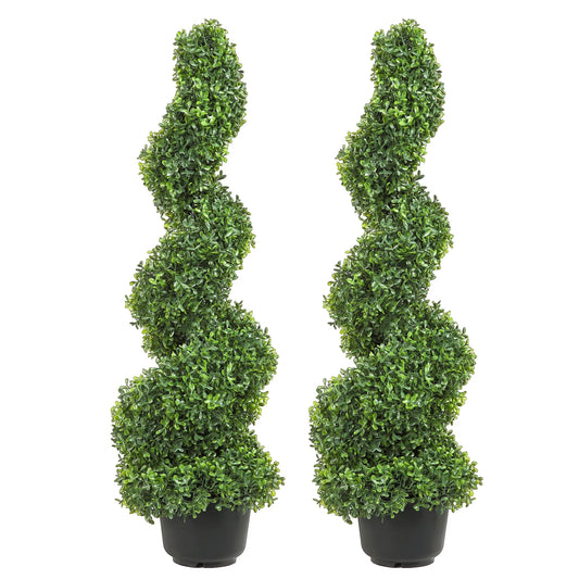 SucceBuy Boxwood Topiary Spiral Artificial Plant Outdoor Decor