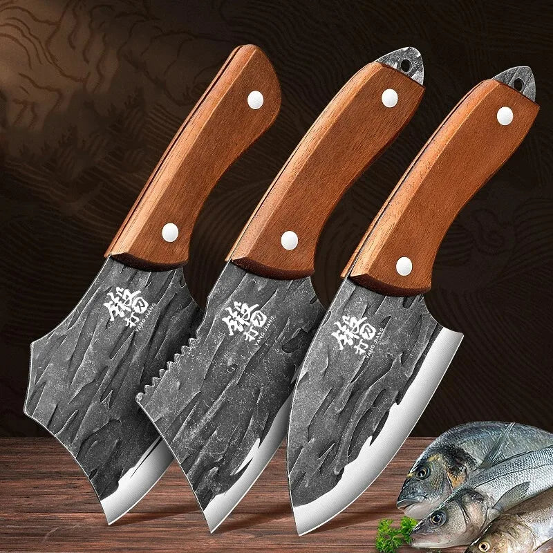 Feature 3 Piece Kitchen Knife Set Serrated Utility Knives Stainless Steel