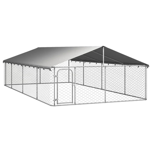 Outdoor Dog Kennel With Roof Galvanized Steel Heavy Duty