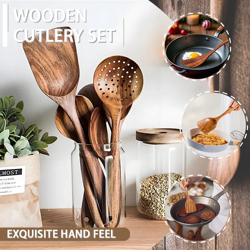 Teak Wood Kitchen Utensils 5 Piece Set