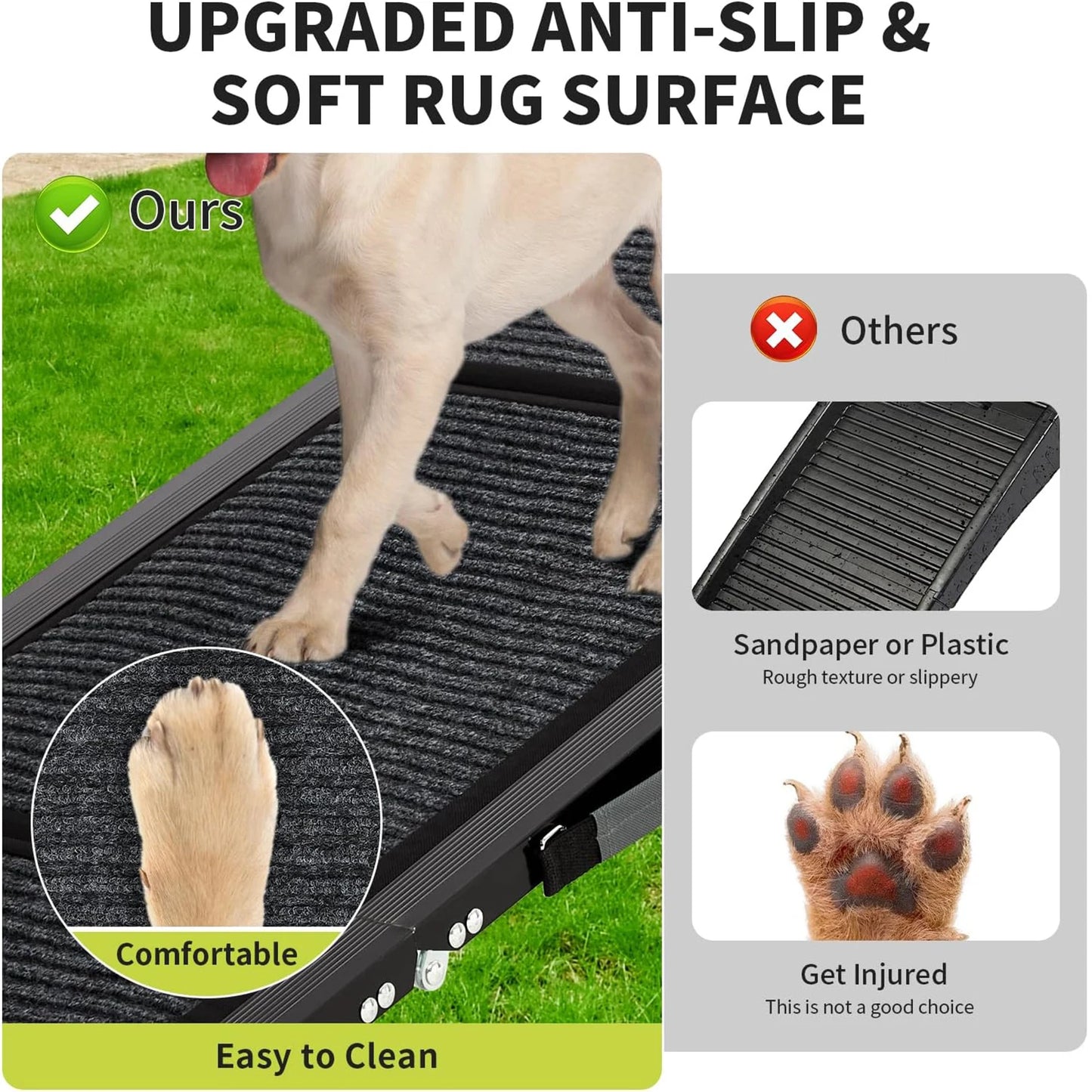HiMISS Upgraded Folding Car Dog Ramp With Non Slip Surface