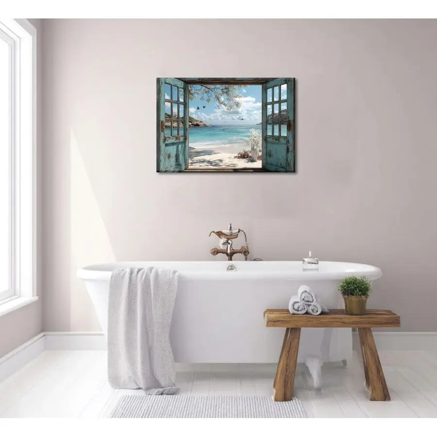 Beach Canvas Wall Art Sea View Ocean Windows Poster