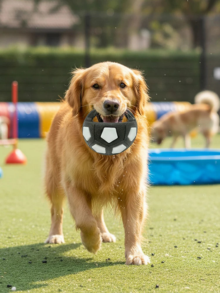 NONE Dog Calming Ball With Handle Interactive Squeaky Football Toy