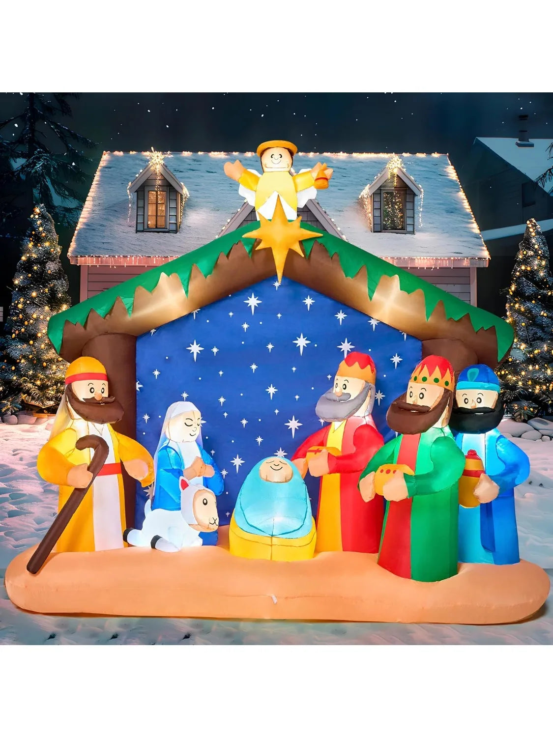 Joyfy Christmas Nativity Scene Inflatable With LEDs Outdoor Decor