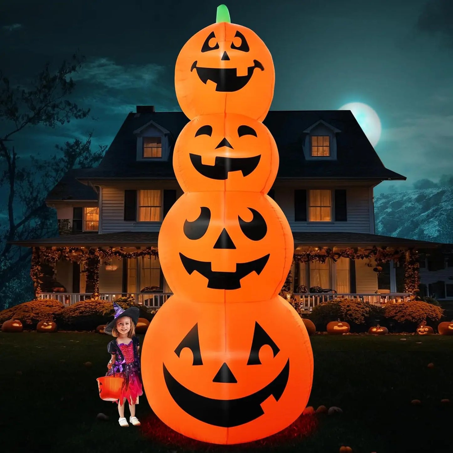 High-concerned Inflatable Giant Pumpkin Halloween Decoration With Built-In LEDs