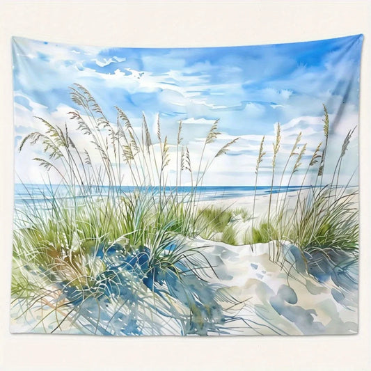 Coastal Beach Tapestry Ocean Seascape Watercolor Wall Art