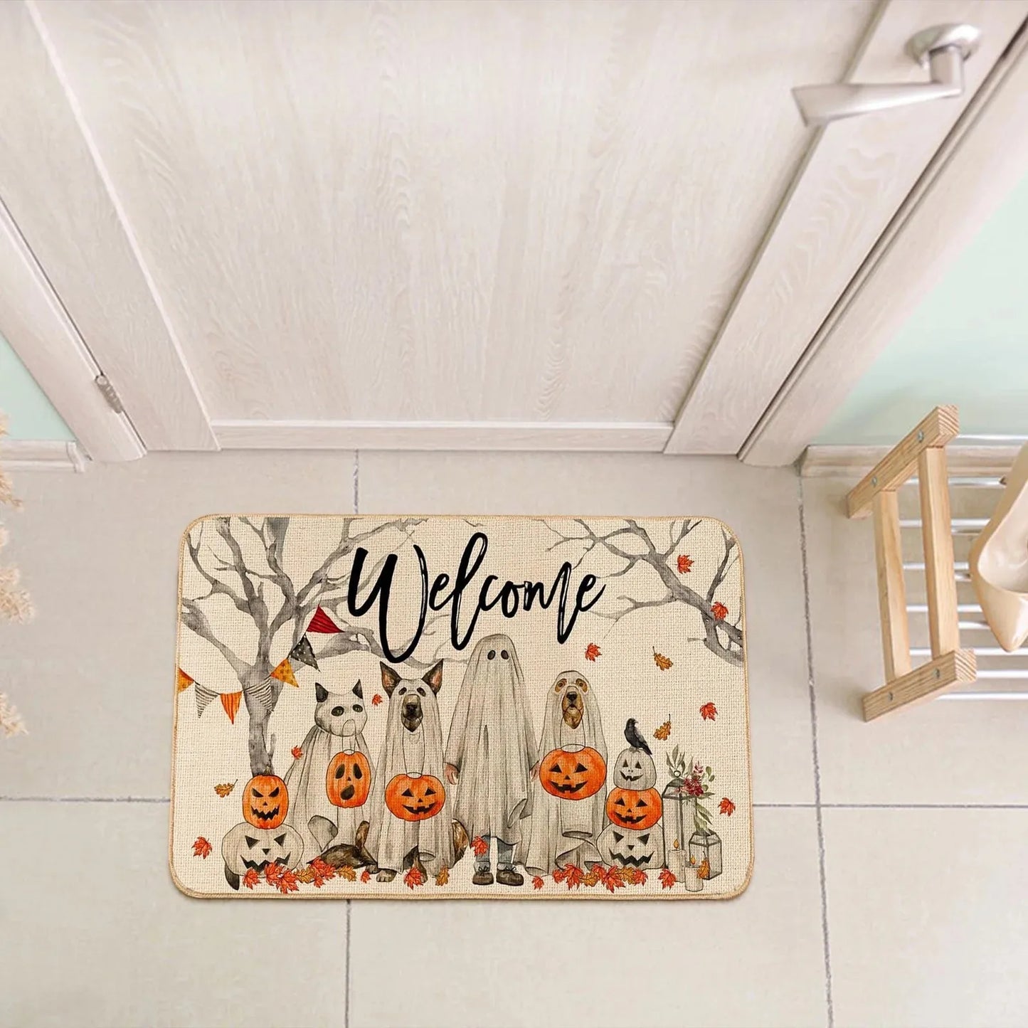 Halloween Pumpkin Doormat Cartoon Pattern Outdoor Entryway Mat