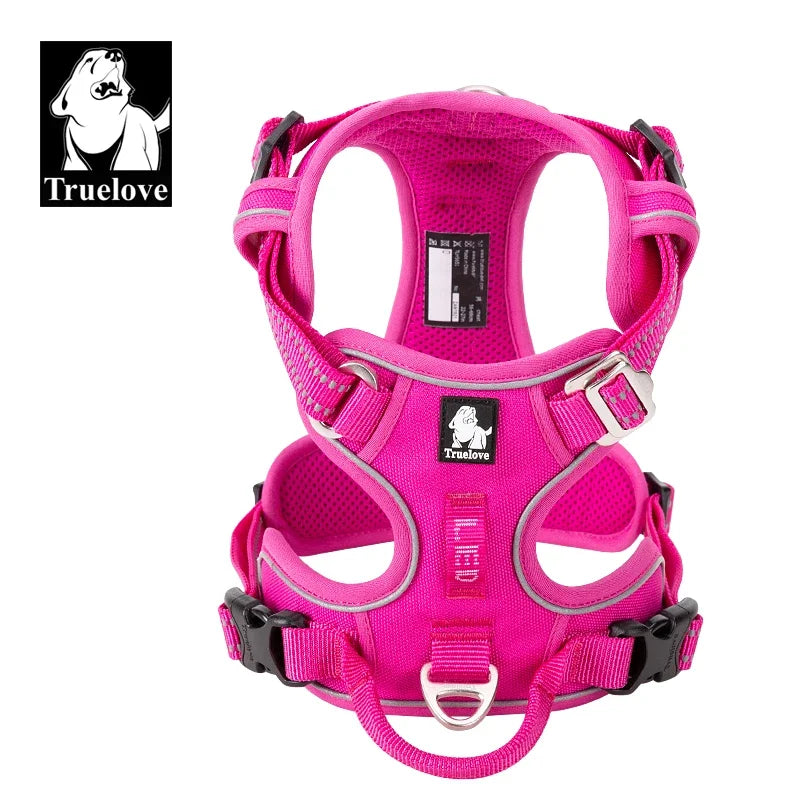 TRUELOVECN Reflective Nylon No Pull Adjustable Dog Harness