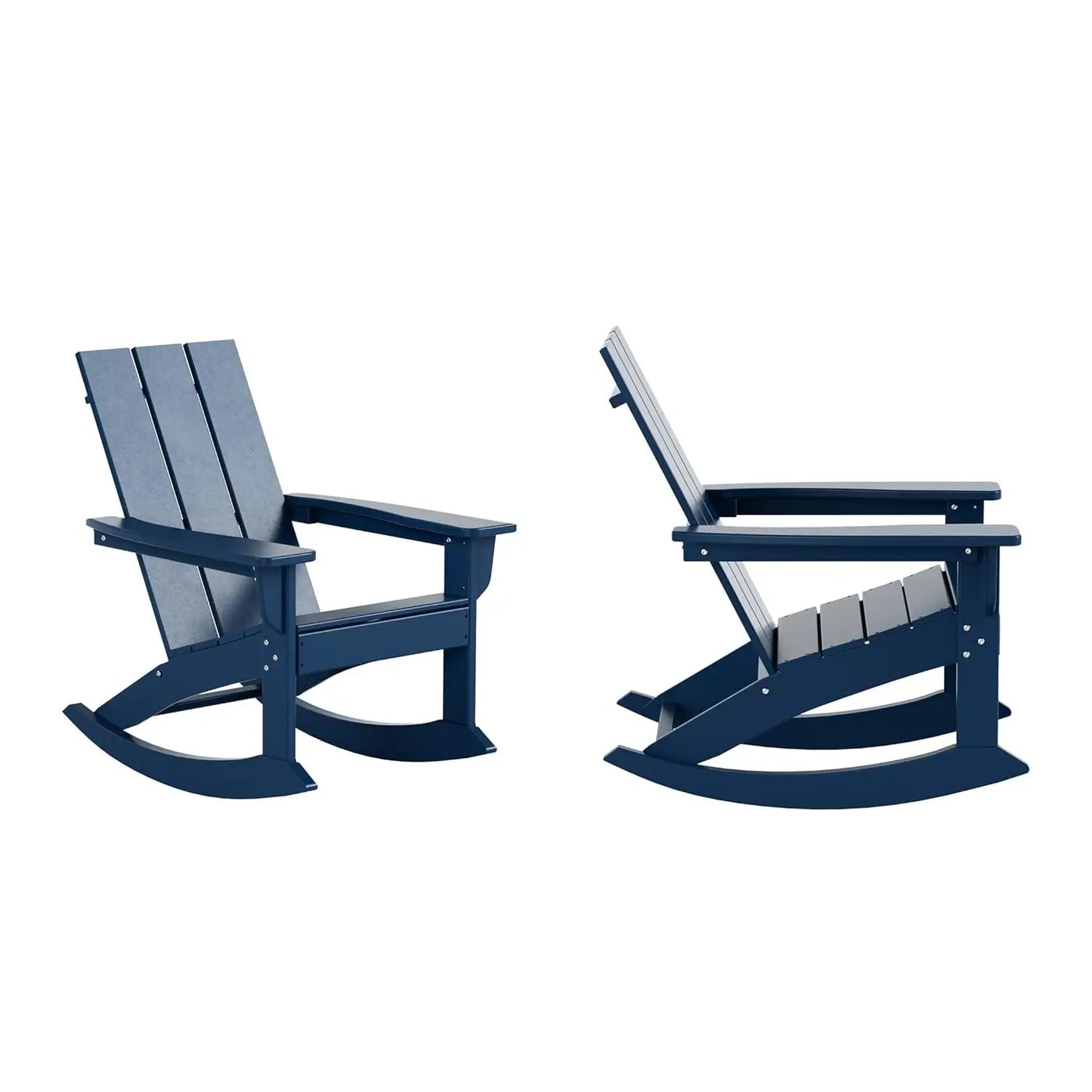 HDPE Modern Rocking Adirondack Chair Set UV Resistant Outdoor Patio