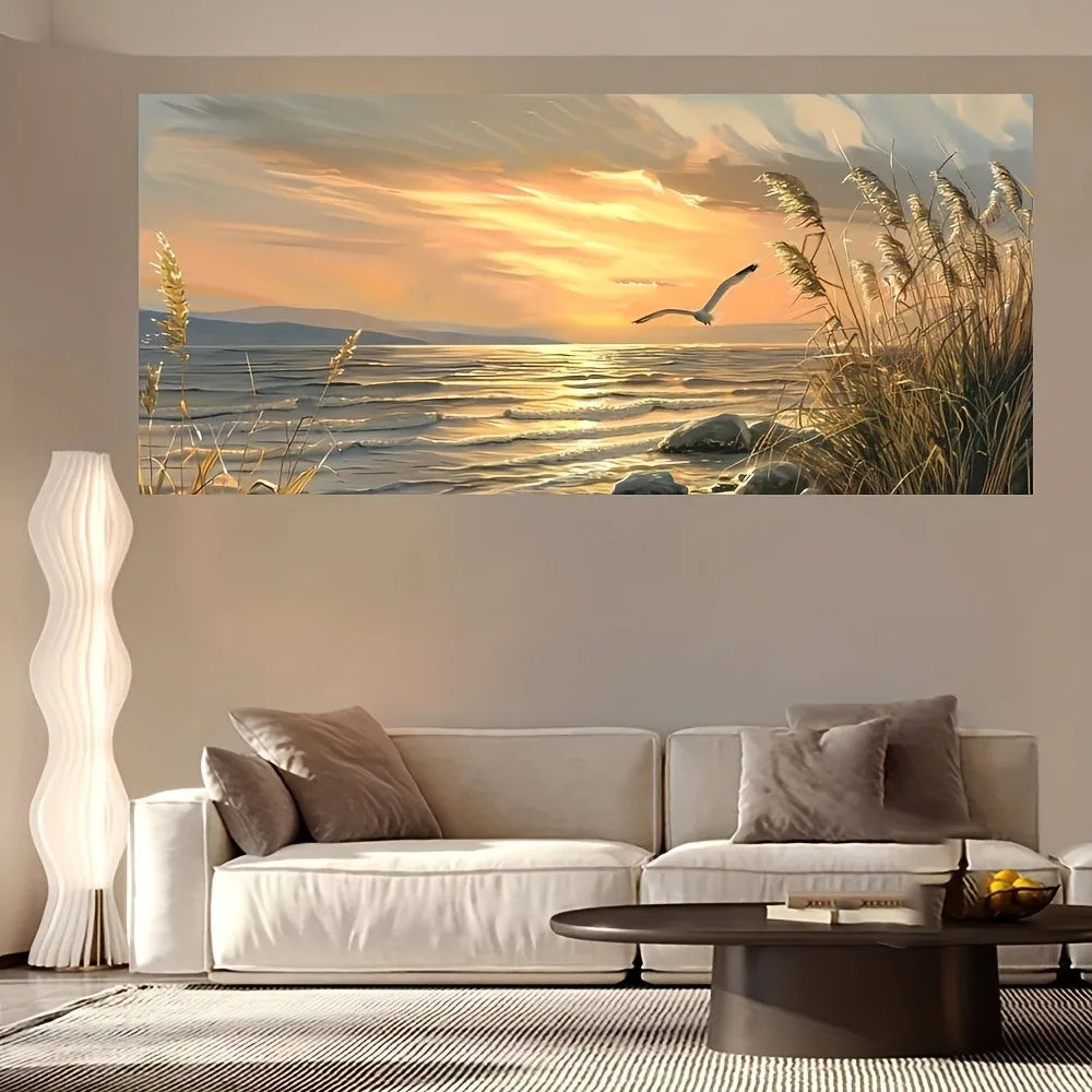Sunset Beach Art Seascape Canvas Print For Home Decor