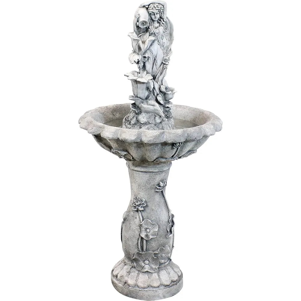 Fairy Flower Solar Water Fountain Garden Decor LED Light