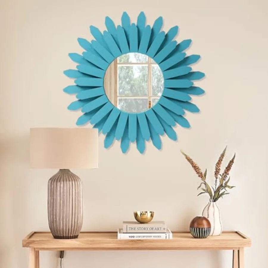 Beach Wall Decor Mirror Wood Coastal Sunburst Boho Home Decor