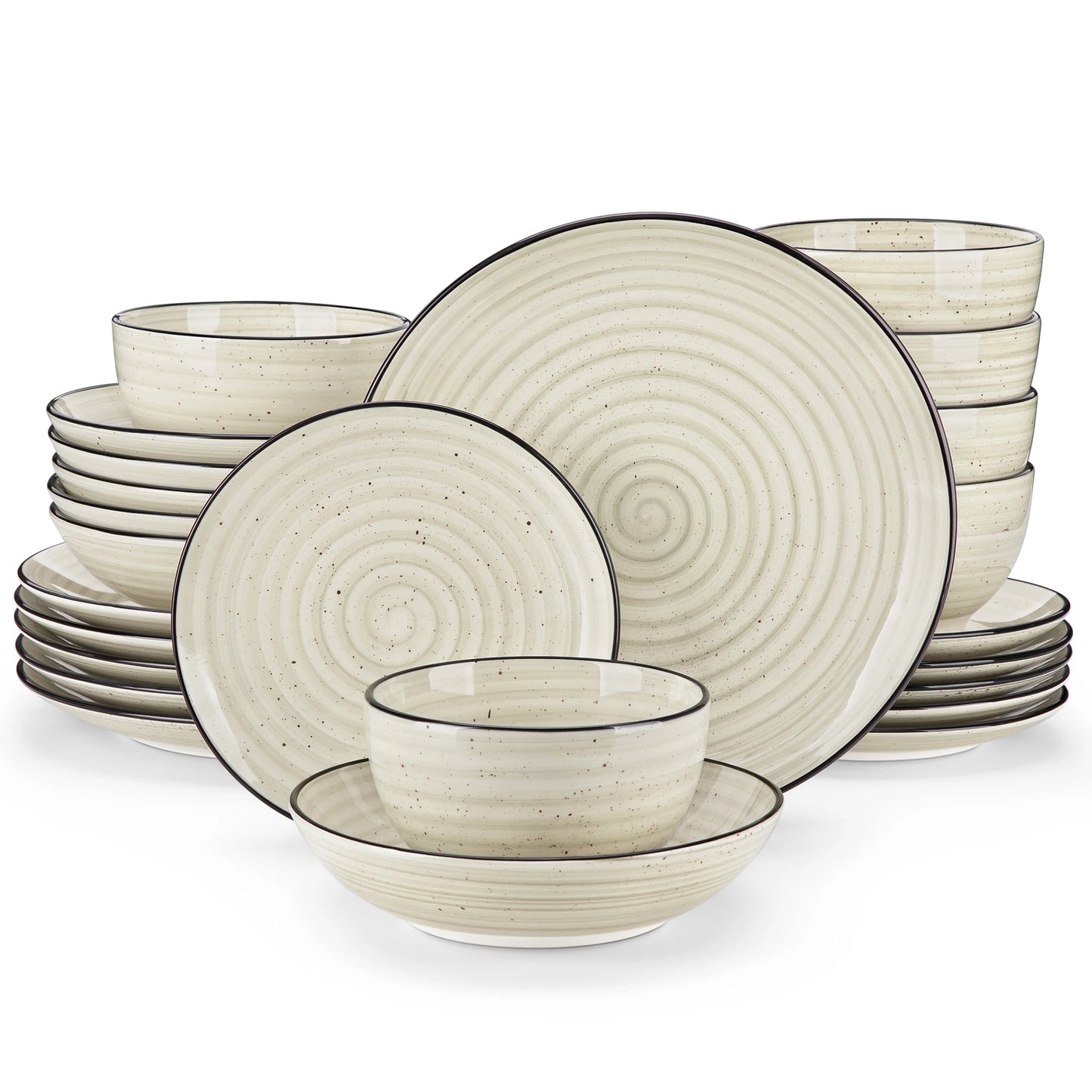 MALACASA Bonbon Ceramic Dinnerware Set Handpainted Spiral Pattern