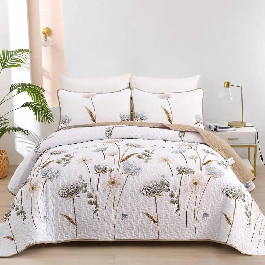 Premium Polyester Cotton Three Piece Quilt Set Cover