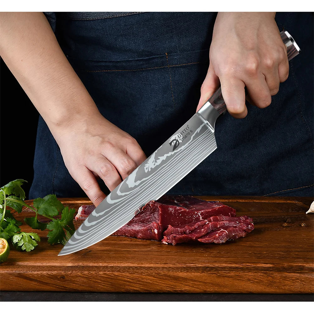 MDHAND 8-Piece Damascus Stainless Steel Kitchen Knife Set