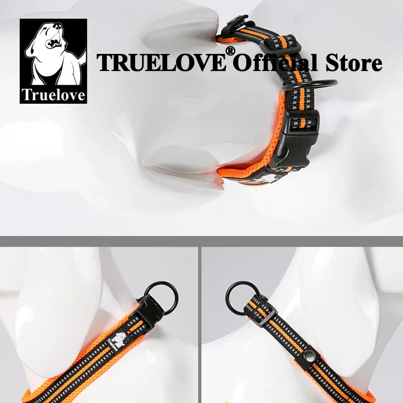 TRUELOVE Nylon Adjustable Dog Collar, Padded, Reflective, Heavy Duty