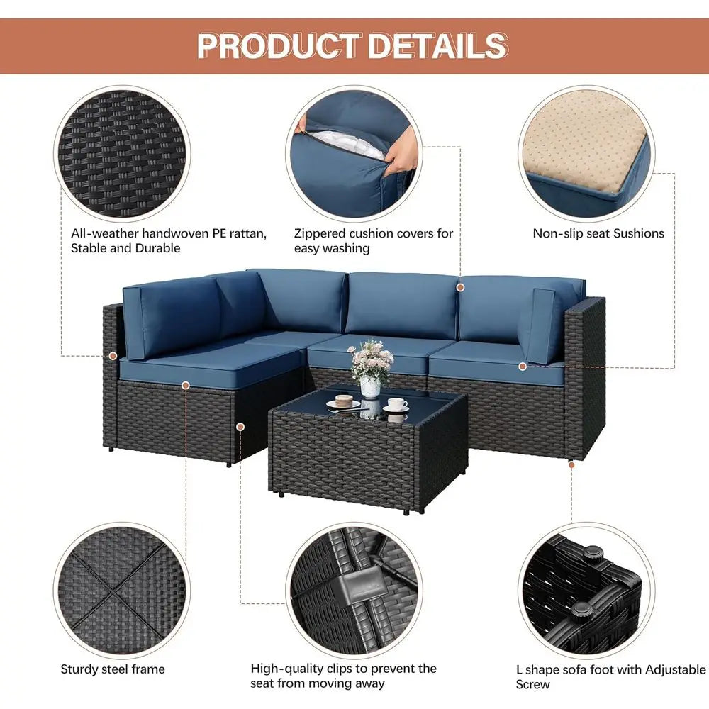 RBXC Outdoor Wicker Patio Furniture Set With Cushions