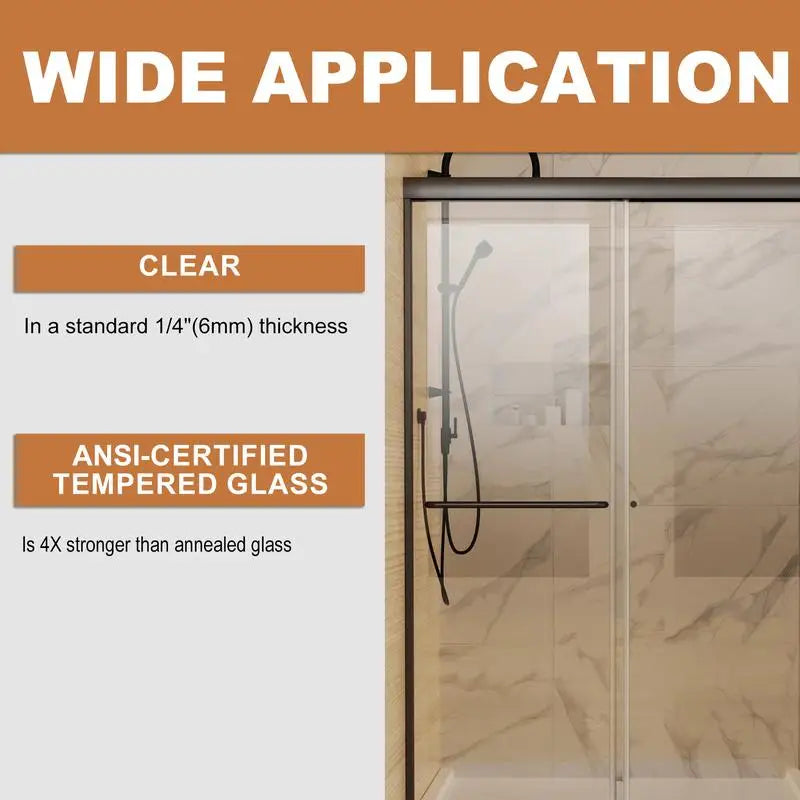 Sliding Shower Door With Matte Frame And Clear Glass