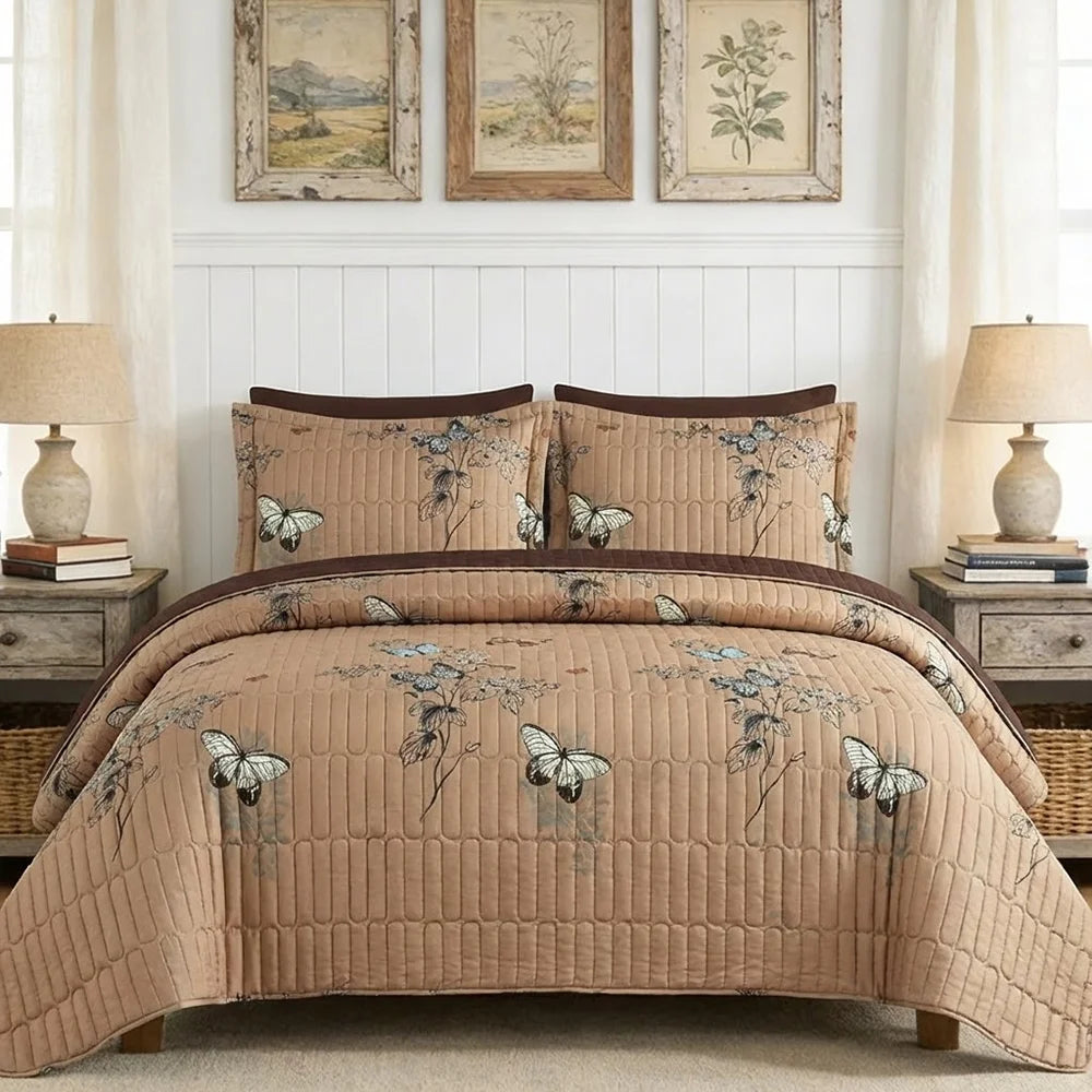 Premium Printed Polyester Bedspread Quilt Set For All Seasons
