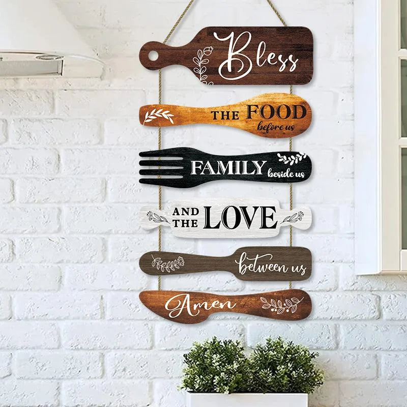 Bless The Food Before Us Wooden Farmhouse Kitchen Sign