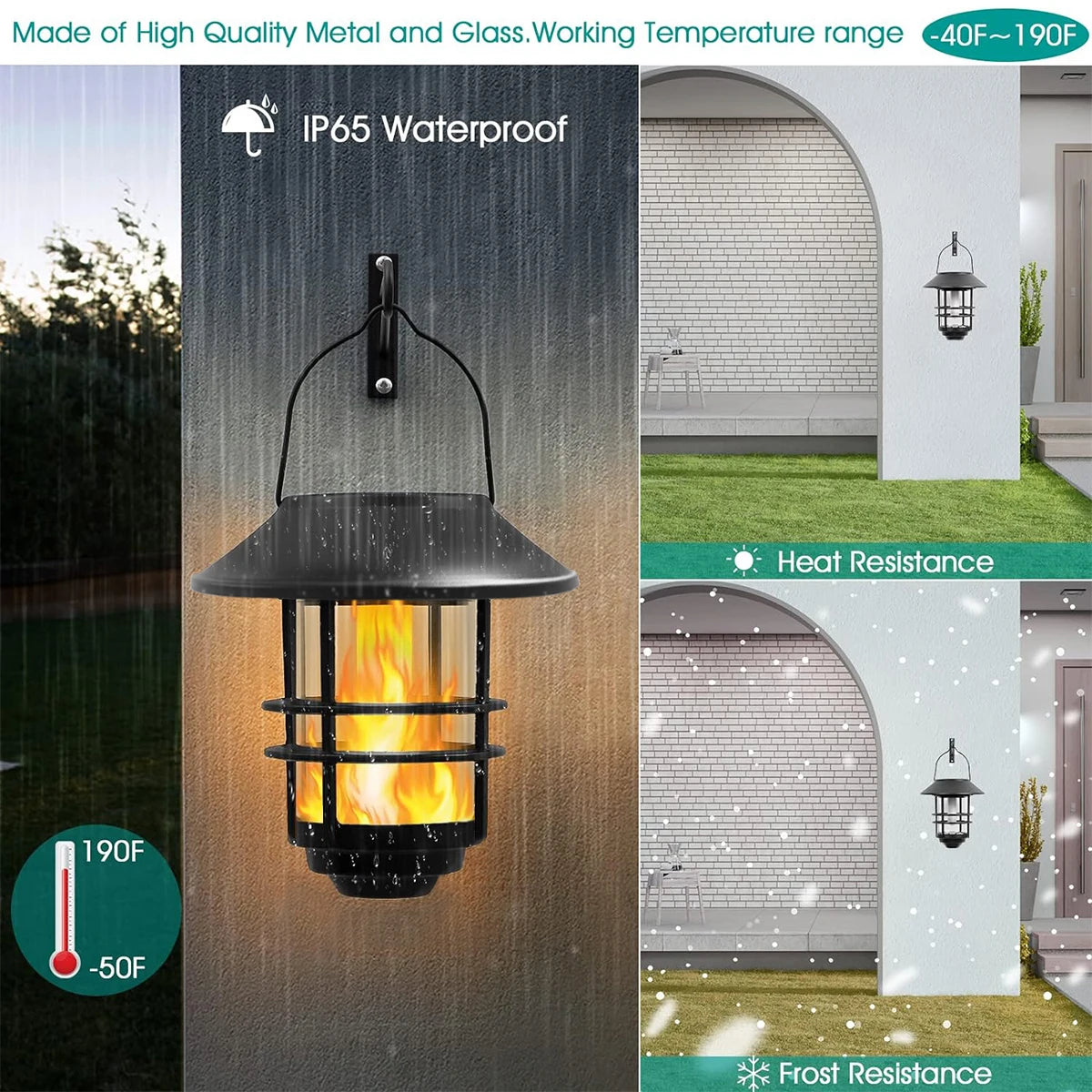 Amaryllis Solar Hanging Lantern Outdoor Led Light With Flickering Flames
