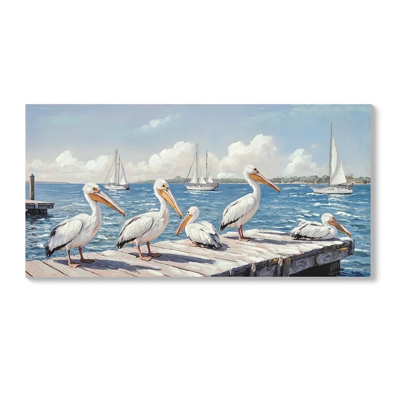Beach Seagull Seascape Canvas Art Print For Coastal Living Rooms