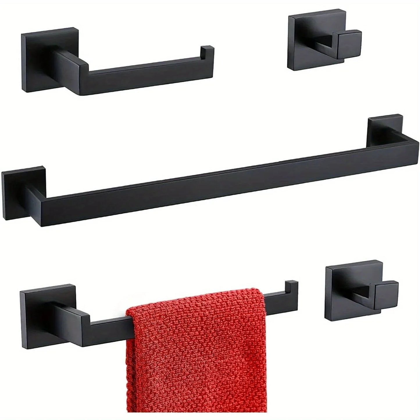 5Pcs Stainless Steel Toilet Paper Holder Set With Towel Bar