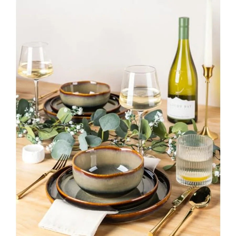 YAO HUI HUANG Ceramic Dinnerware Set for Six People Durable