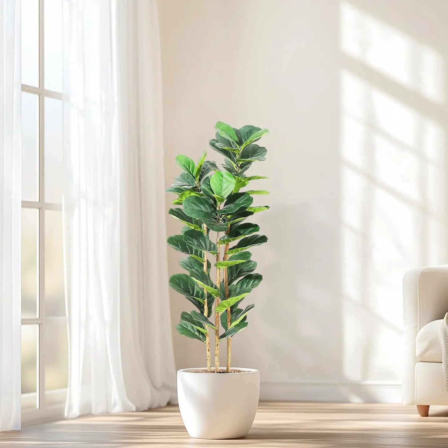 HiMISSCN Artificial Fiddle Leaf Fig Tree With Pot For Home Decor