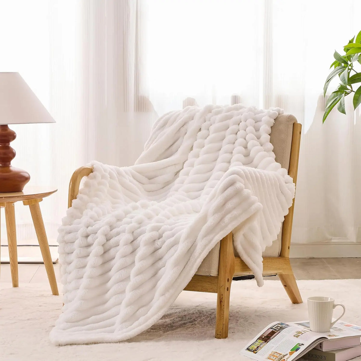 Simple Opulence Soft Flannel Throw Blanket for Couch Cozy Knit