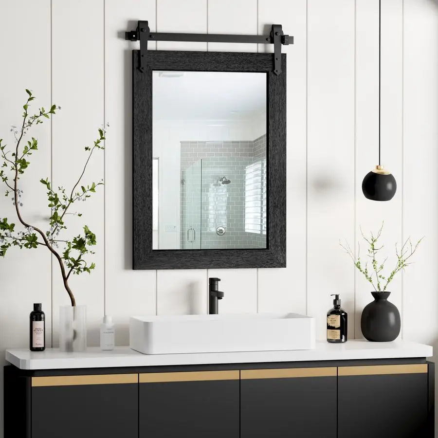 Farmhouse Bathroom Mirror Over Sink Rustic Western Barn Decor