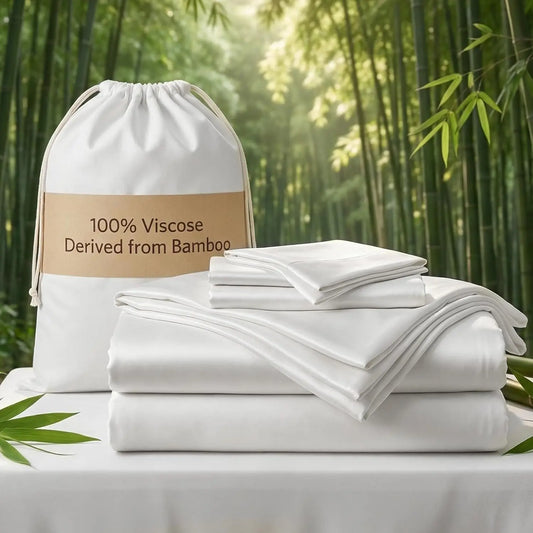 Bamboo Viscose Bed Sheet Set 4 Piece Cooling With Deep Pocket Fitted