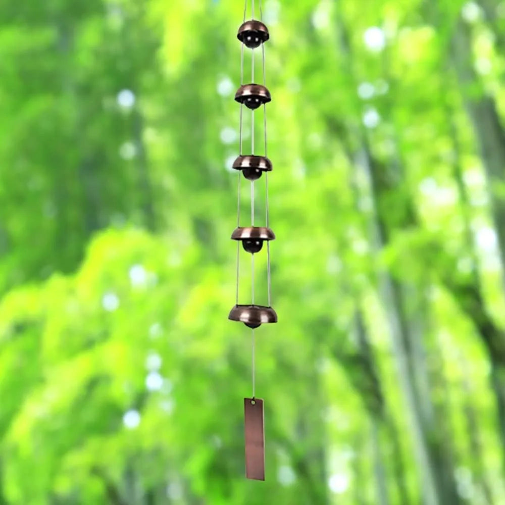 Copper Wind Chime With Deep Temple Bell Tones For Outdoor Decor