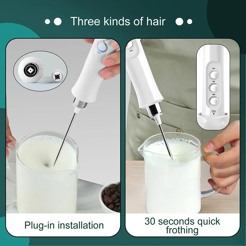 Stonego Rechargeable Milk Frother Handheld Coffee Foam Maker With Whisk