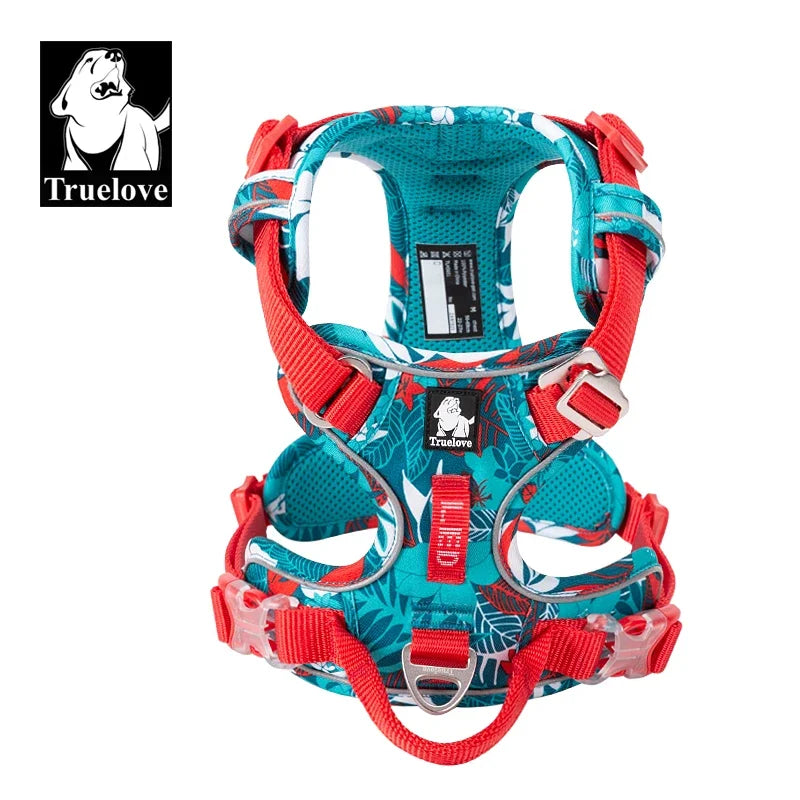 TRUELOVECN Reflective Nylon No Pull Adjustable Dog Harness