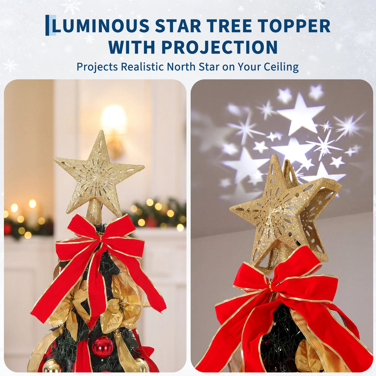 HiMISS Pre Lit Pop Up Christmas Tree With Projection Star topper