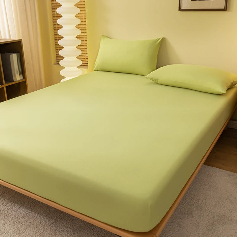Matte Solid Polyester Fitted Sheet For Bedroom Decor