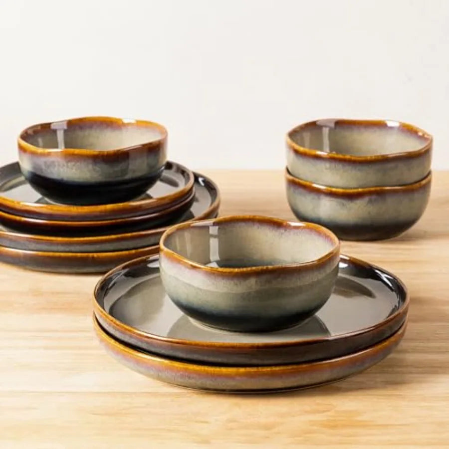 YAO HUI HUANG Ceramic Dinnerware Set for Six People Durable