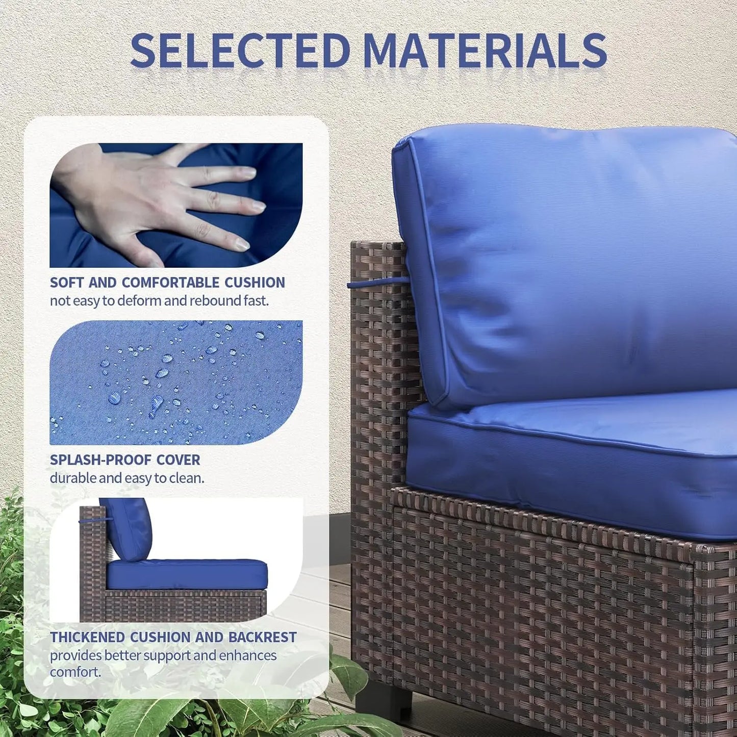 HobbyLane 7-Piece Modular Outdoor Furniture Set PE Rattan
