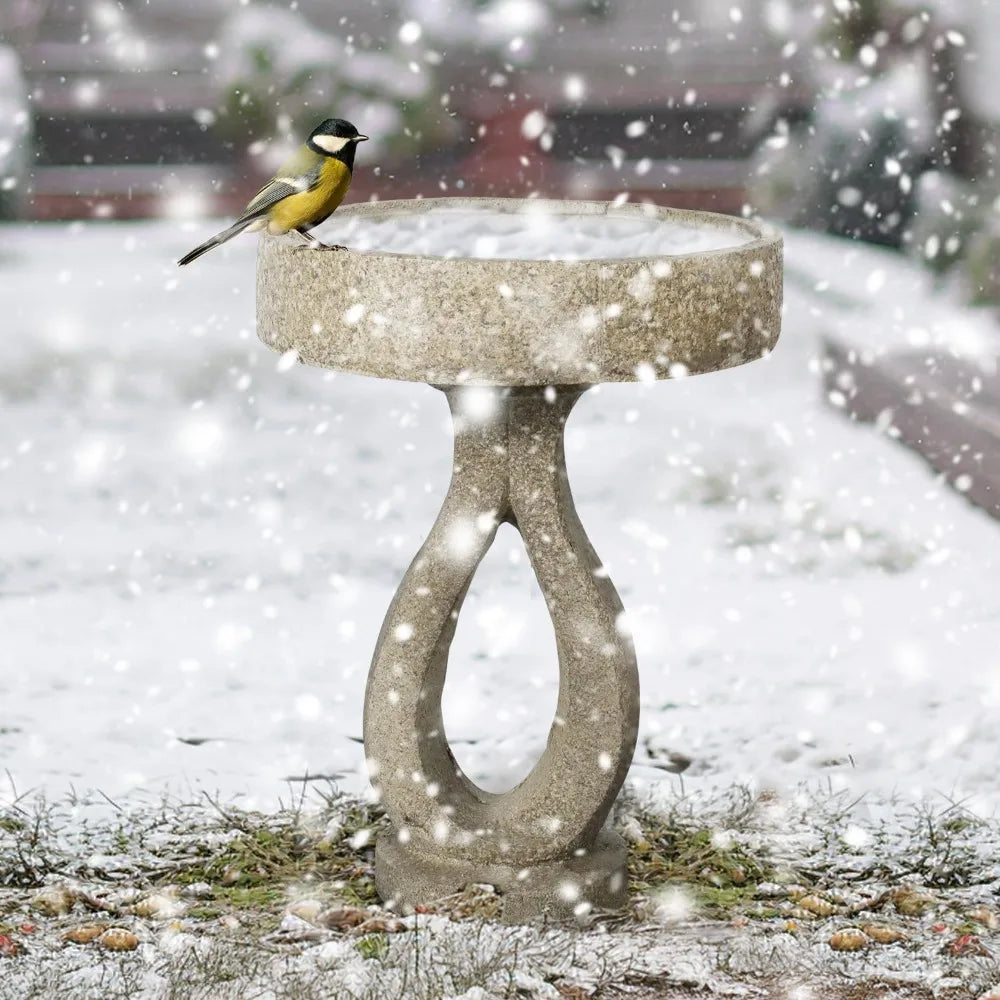 Concrete Modern Bird Bath With Geometric Pedestal For Garden