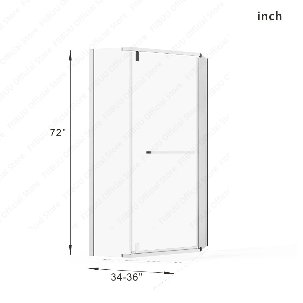 Slofy Neo Angle Frameless Shower Door With Tempered Glass Pivot Door