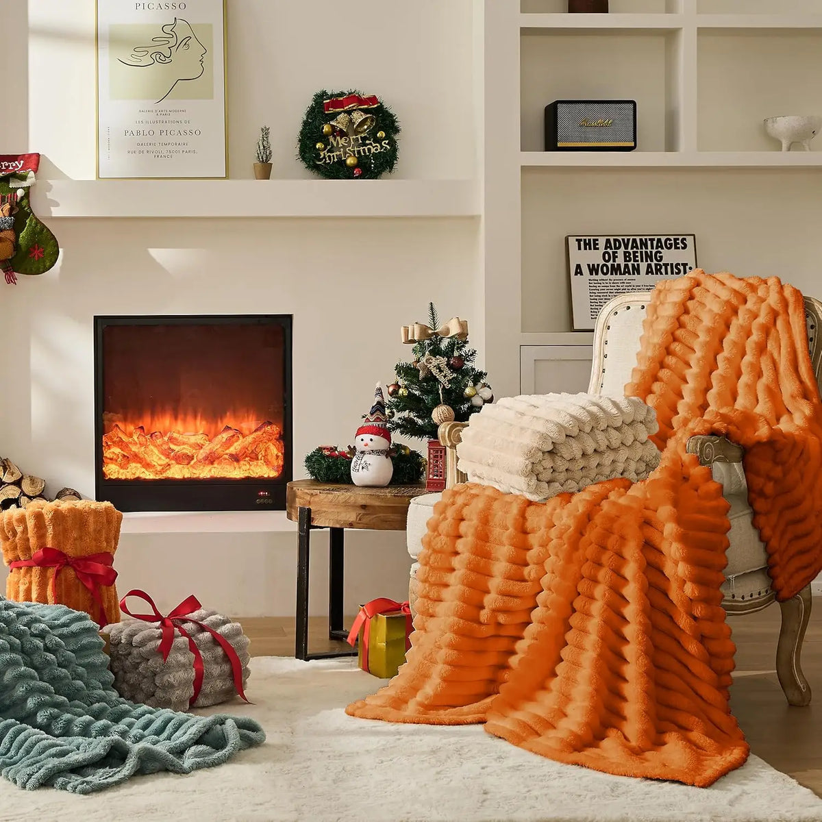 Simple Opulence Soft Flannel Throw Blanket for Couch Cozy Knit