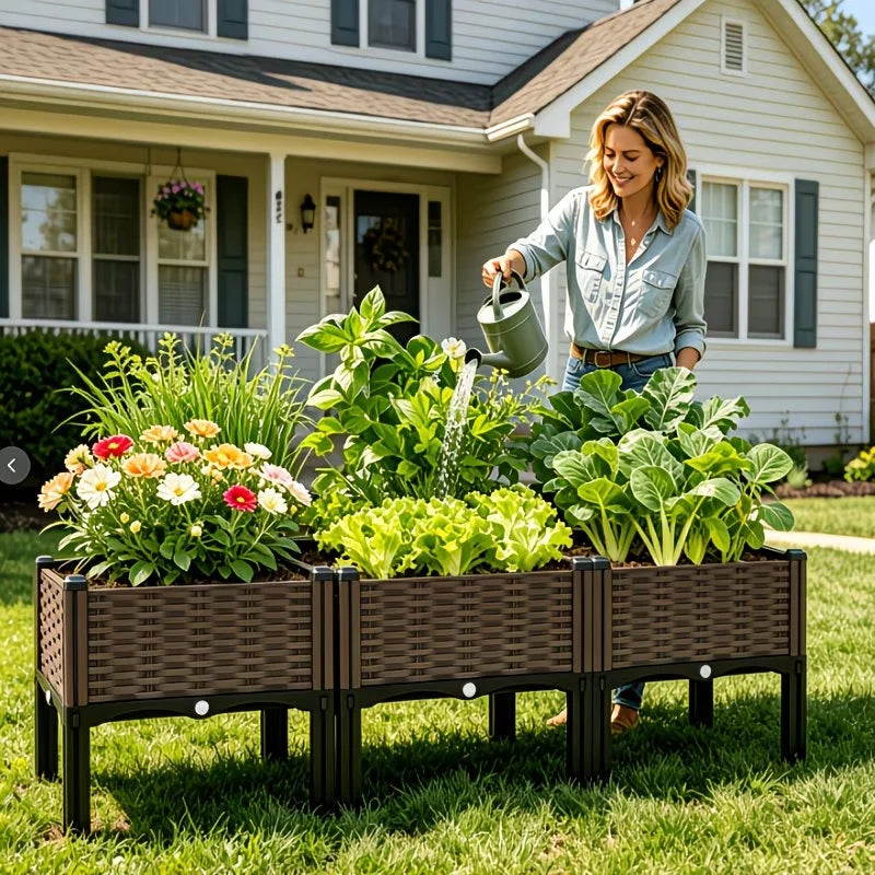 Multifunctional Raised Planter Box With Legs For Outdoor Gardens And Balconies