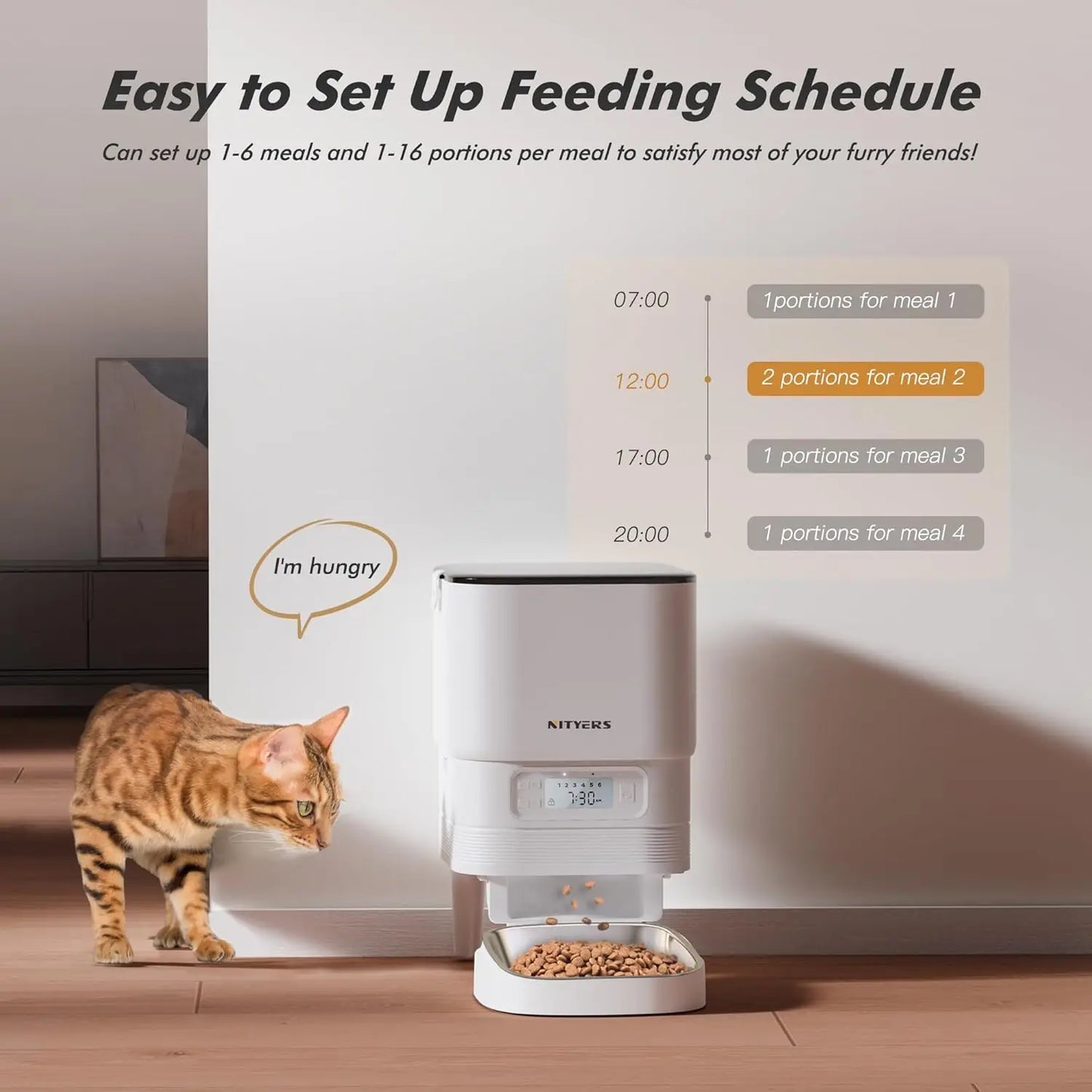 Nityers Automatic Pet Feeder With Stainless Steel Bowl And Voice Recorder