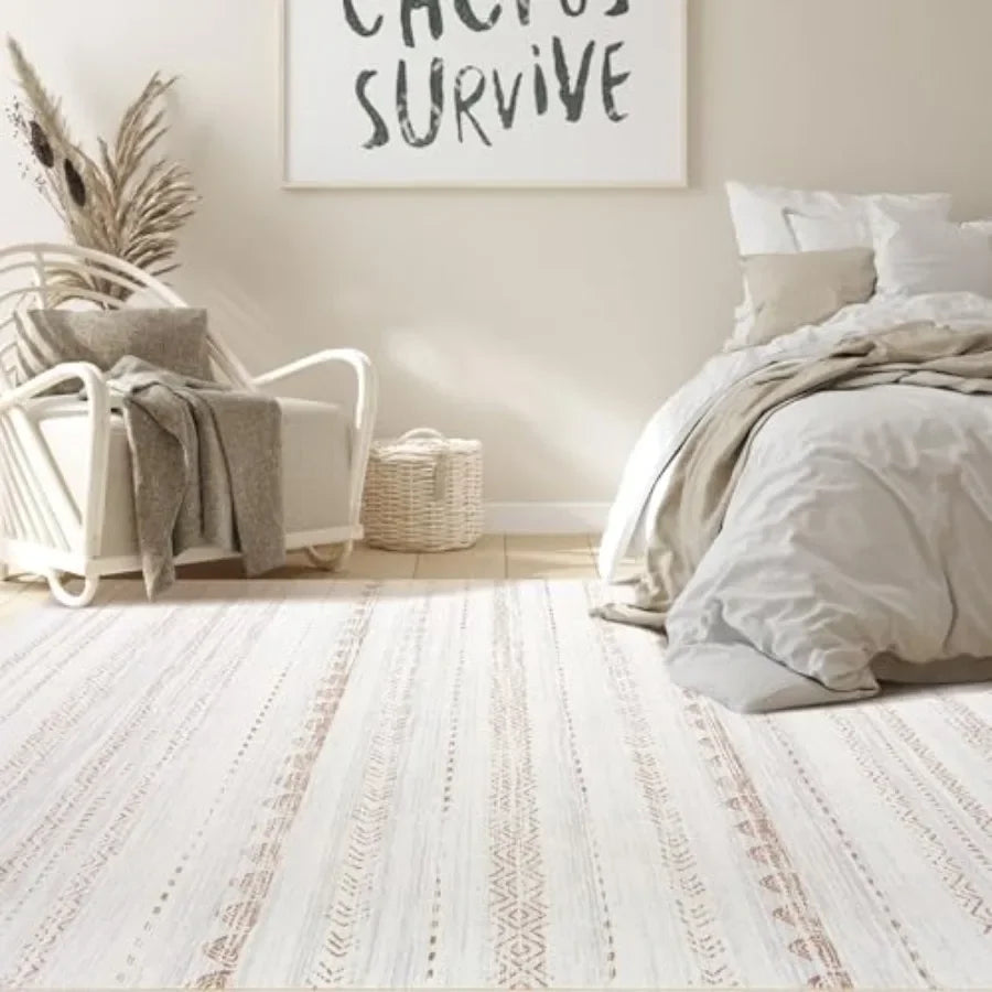 Boho Kilim Style Area Rug Polyester Machine Washable
