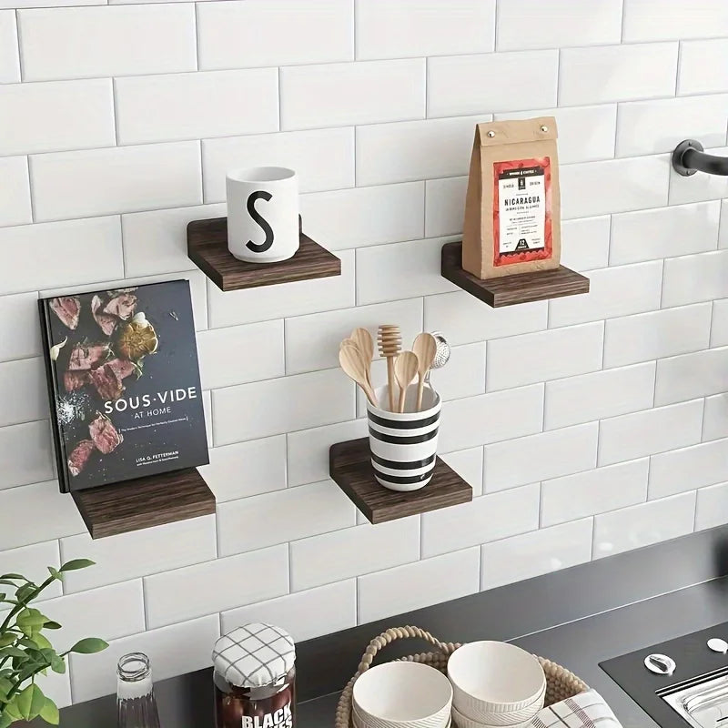 Wooden Wall Mounted Flower Racks Four-Pack Simple Design